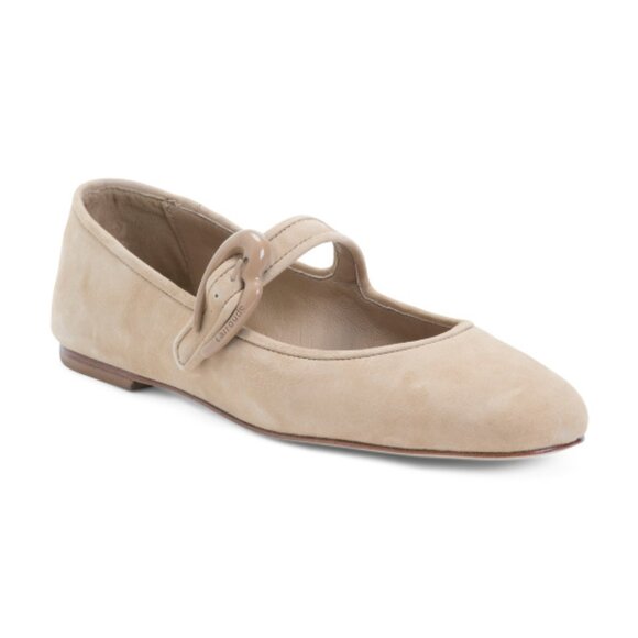 LARROUDE Peanut Handmade In Brazil Suede Verona Ballet Flats - Picture 1 of 3